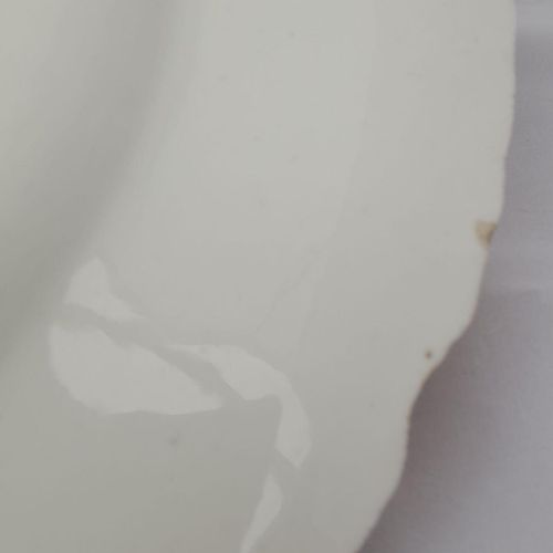 Detail rim nicks 2  - John Rose Coalport Porcelain dessert plate - Oeil de Perdix Union pattern border floral cartouches circa 1825