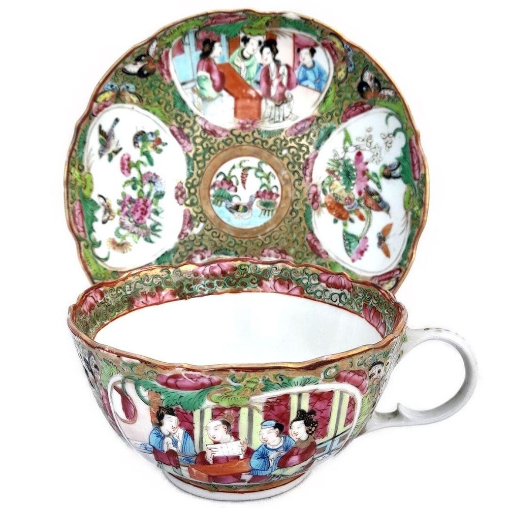 Teacup front with saucer on  a stand