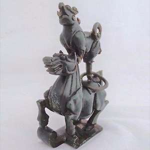 Chinese Carved Green Jade Figure Horse & Pixiu Ganesha Elephant Antique 19th C