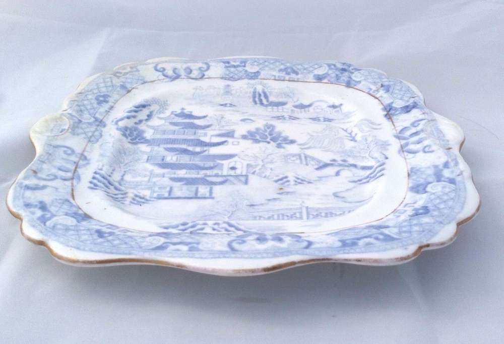 Antique Miles Mason Porcelain Bread and Butter Plate c 1810 Blue and White Print