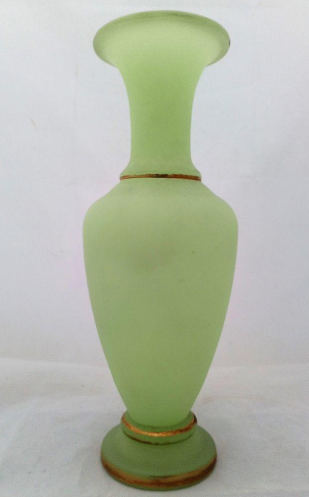 Green Opaque Uranium Glass Baluster Vase Antique Victorian Circa 1870