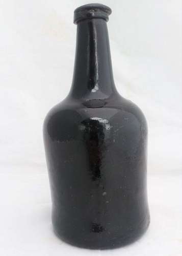 Antique Glass Wine Bottle Brown Squat Cylindrical Shape Georgian c 1770