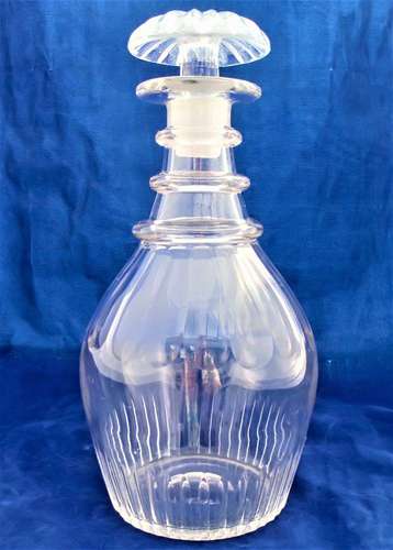 Georgian Mallet Shaped Decanter 3 Neck rings Mushroom Stopper c 1820