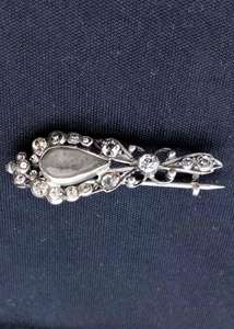 Antique Continental Silver Paste Set Halleys Comet Brooch Closed Foiled Back circa 1910