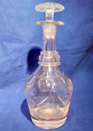 Antique Georgian Anglo Irish Cut Lead Crystal Prussian Shaped Decanter with Mushroom Stopper circa 1830 1.35 Kg