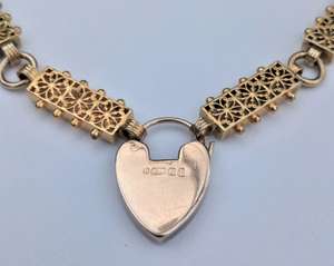 Antique Victorian 15ct Gold Locket Book Chain Necklace Padlock Etruscan Revival