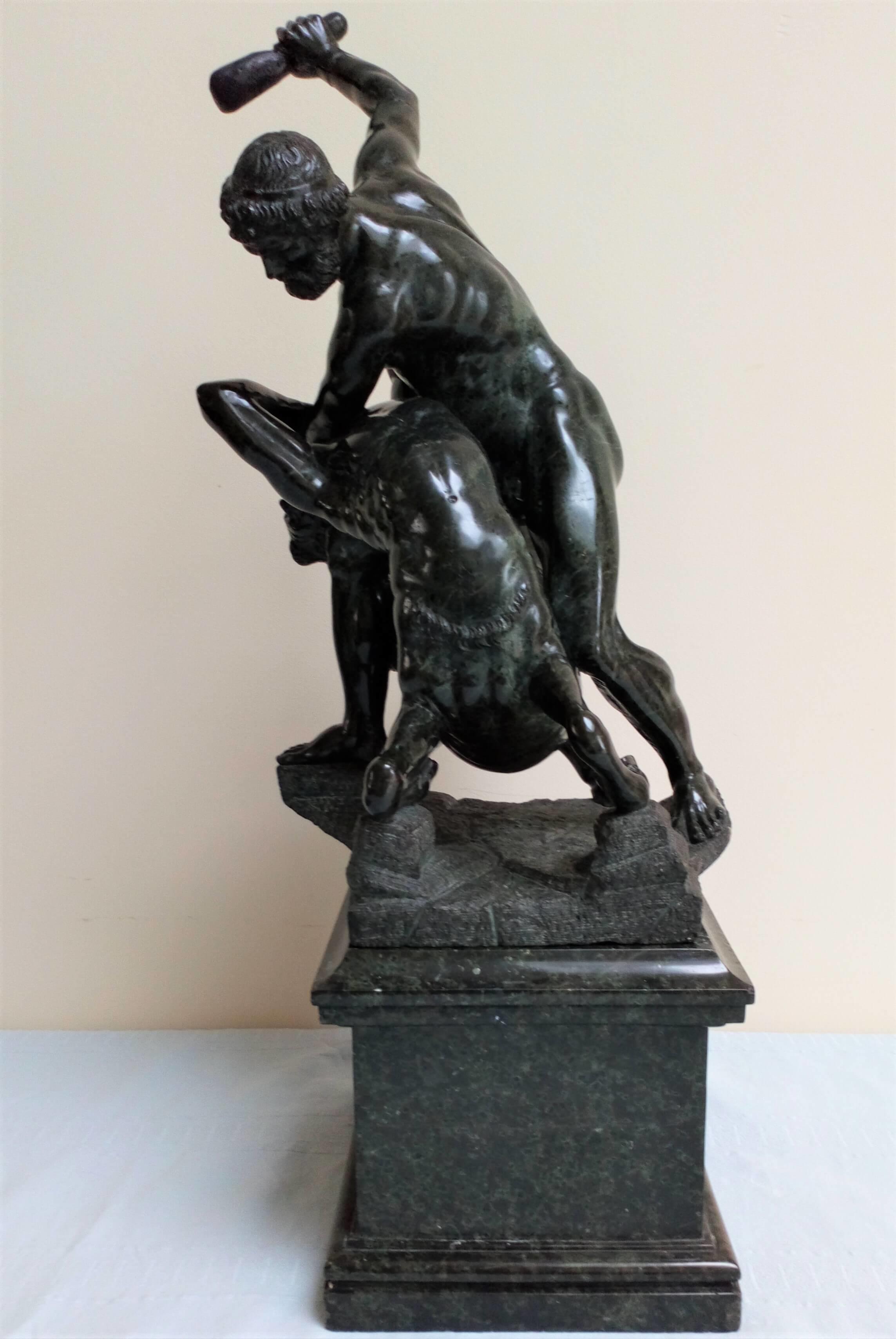 Antique 19th C Grand Tour serpentine sculpture depicting Hercules and Nessus the Centaur after the original by Giambologna 63cm