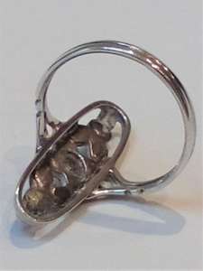 Antique Arts and Crafts Art Deco Bernard Instone Silver Enamel Marcasite Ring