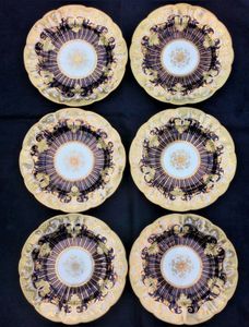 An antique set of six Samuel Alcock Porcelain Dessert Plates in Pattern number 1 over 9630 circa 1840