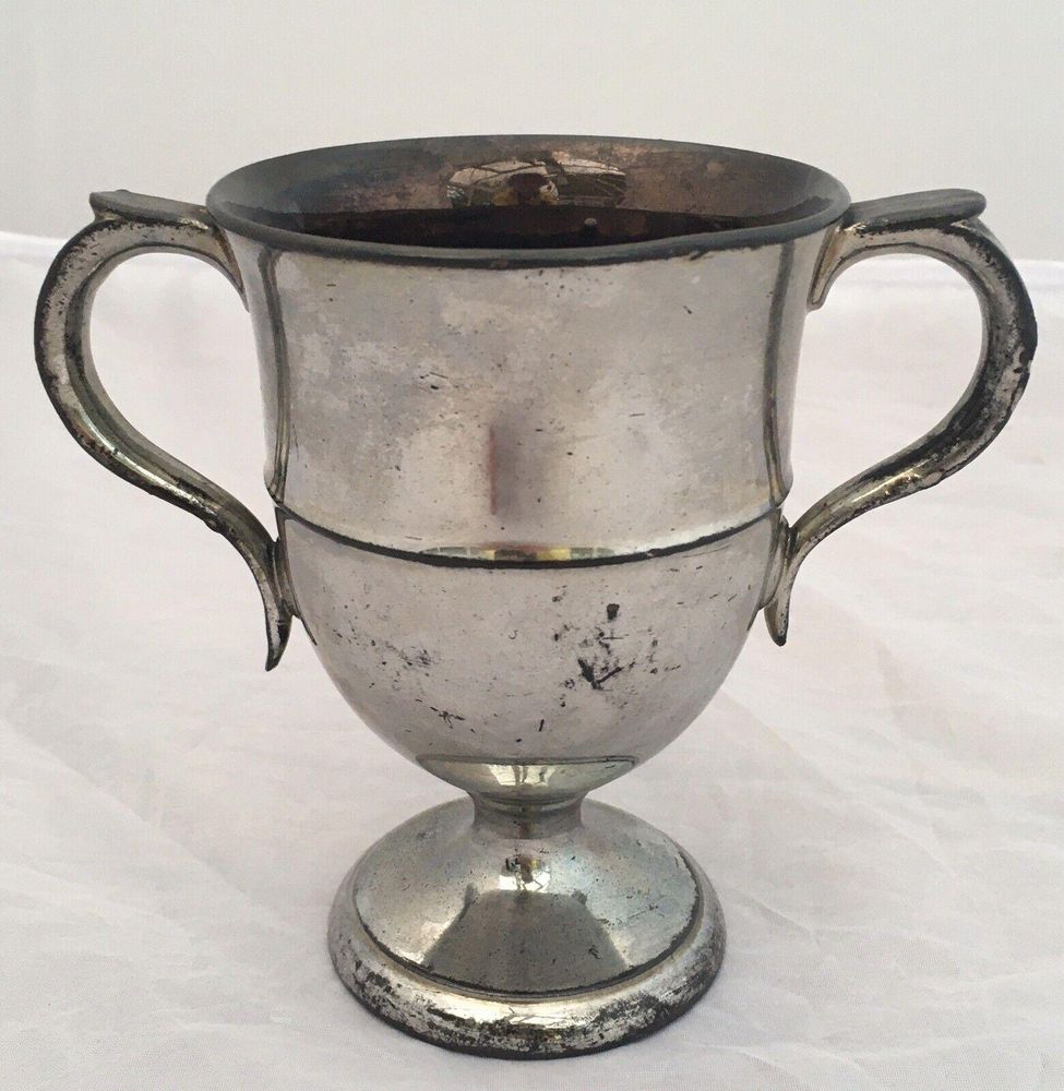 Antique Georgian Silver Platinum Lustre Loving Cup Two Handled Goblet circa 1825 13 cm high  0.294 kg