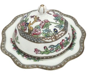 Antique Edwardian Coalport Porcelain Muffin Dish Indian Tree Pattern c 1910