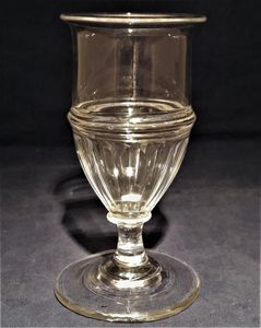 Antique Georgian Stemmed Wine Glass Panel Cuts Applied Pulley Rings circa 1780 - 1800 12.5 cm  100 ml capacity