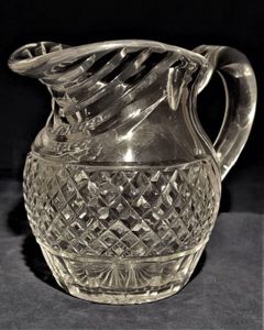 Antique Regency Lead Crystal Cut Glass Water Jug Anglo-Irish circa 1820 - relief diamond body & swag cut lip - 1 pint capacity 14.5 cm high 1 kg