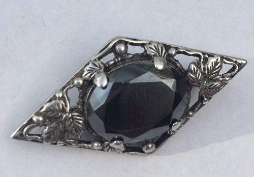 Arts and Crafts Style Silver and Haematite Brooch Possibly Bernard Instone