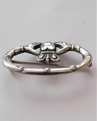 Antique Irish Silver Claddagh Brooch Pin Regd Design Number 431923 Possibly Dublin 1934
