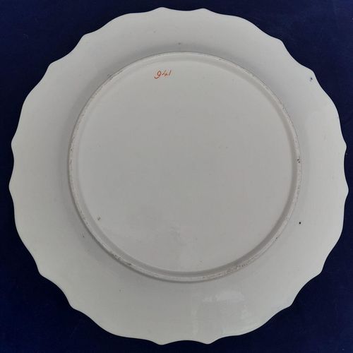 Underside view - Ridgway Regency Porcelain loop sprigged dessert plate - Pattern 941 Topographical scene c 1810