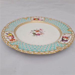 Edge view base - John Rose Coalport Porcelain dessert plate - Oeil de Perdix Union pattern border floral cartouches circa 1825