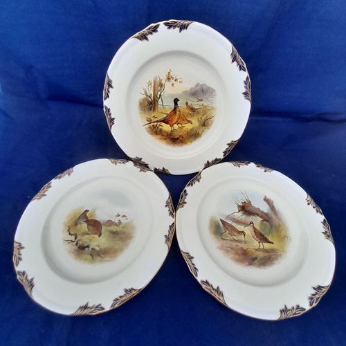 Three Game bird plates together - Snipe - Quail - Pheasant - all by George Johnson