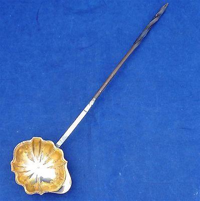 Antique Georgian Gilded & Silver Plated Punch Ladle Twisted Carved Handle c 1830