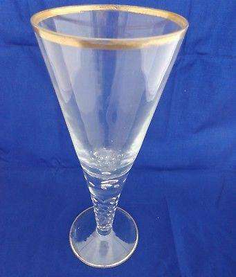 Antique Josephinenhutte Faceted Bubble Stem Glass Goblet Gilt Rim c 1900 28cm H