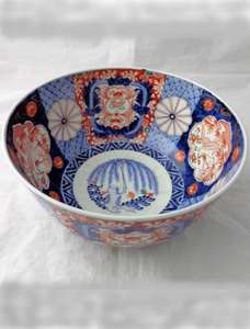 Antique Imari Bowl Japanese Porcelain Punch Bowl Hand Painted Meiji 19thC 28.5cm