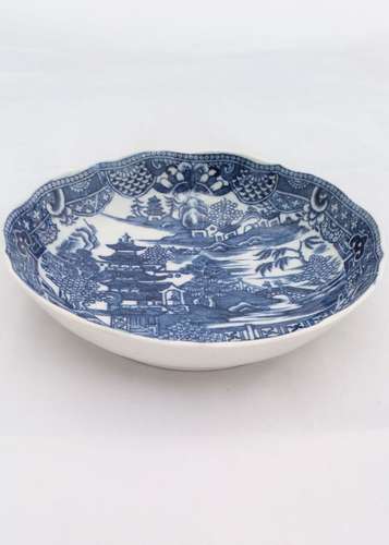 Caughley Porcelain Saucer Blue & White Printed Broseley Pattern Salopian c 1785