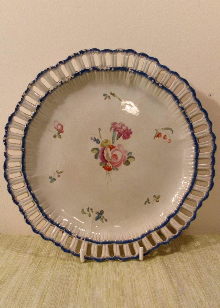 John Turner Hand Painted Pearlware Plate Floral Sprays Georgian Antique c 1780