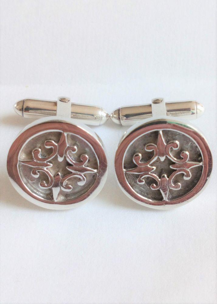 Vintage pair of Ola Gorie Silver Cufflinks St Magnus Cross Celtic Scottish Hallmarked Edinburgh 1989