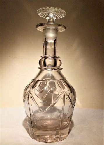 Antique Georgian Anglo Irish Cut Lead Crystal Prussian Shaped Decanter with Mushroom Stopper circa 1830 1.35 Kg