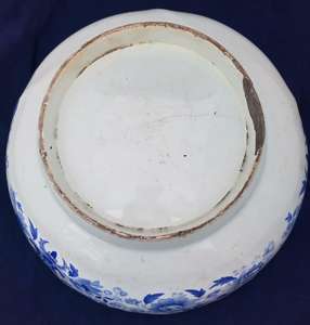 Antique Pearlware Punch Bowl Transfer Printed Oriental Shells Cornucopia Pattern circa 1825