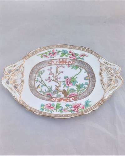 Antique John Rose Coalport Porcelain Small Plate or Twin Handled Stand Indian Tree Pattern c 1820