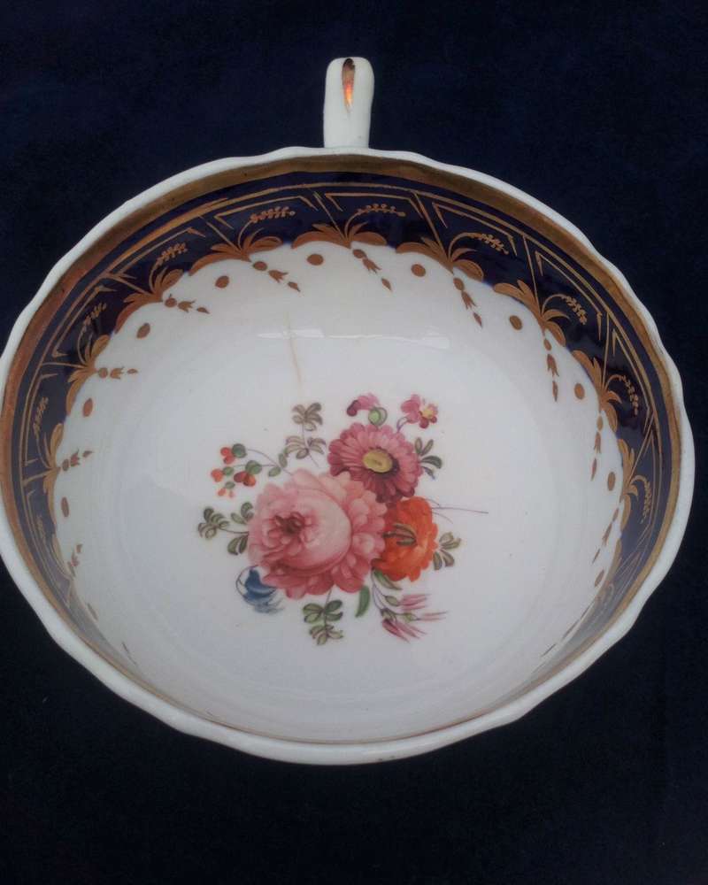 Antique Samuel Alcock Porcelain Trio Painted Flowers Tea Cup Coffee Cup & Saucer circa 1835 number 7