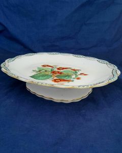 Antique 1840s Victorian Dessert Service Comport Compote Cake stand Probably Minton Argyle Pattern Hand Painted Campanula Flowers