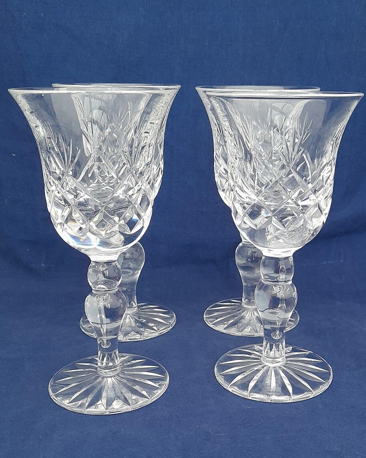 Four Cumbria Crystal Port or Sherry Glasses Keswick Pattern Hand Blown and Cut