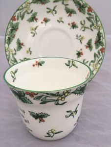 Antique Adderley's China Christmas Cup and saucer Transfer Print Xmas & Auld Lang Syne Pattern circa 1912