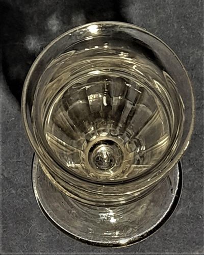 Antique Georgian Stemmed Wine Glass Panel Cuts Applied Pulley Rings circa 1780 - 1800 12.5 cm  100 ml capacity