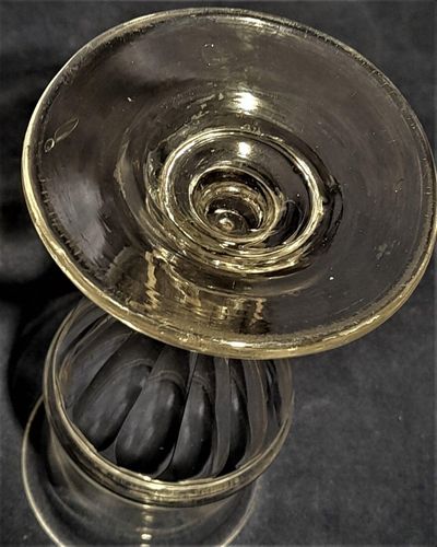 Antique Georgian Stemmed Wine Glass Panel Cuts Applied Pulley Rings circa 1780 - 1800 12.5 cm  100 ml capacity