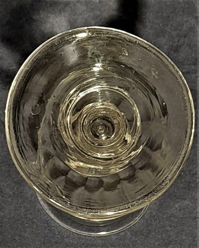 Antique Georgian Stemmed Wine Glass Panel Cuts Applied Pulley Rings circa 1780 - 1800 12.5 cm  100 ml capacity