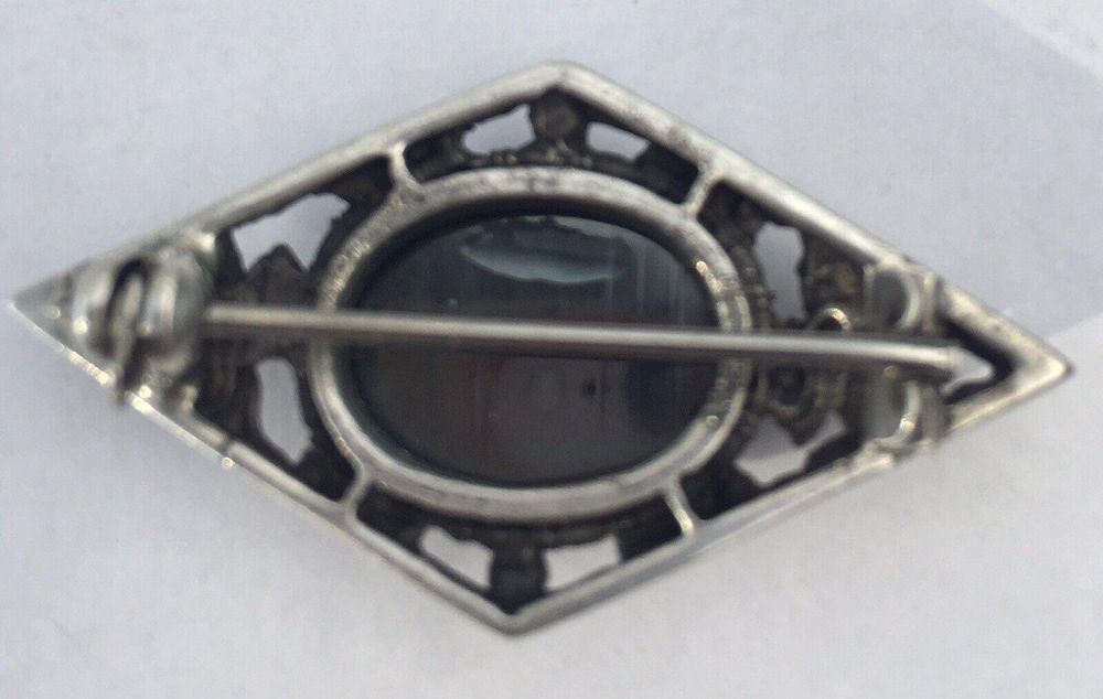 Arts and Crafts Style Silver and Haematite Brooch Possibly Bernard Instone
