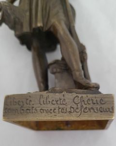 French Patinated Bronze Figure Allegory of Republican Freedom - Liberty Marianne By Pierre Jean David Of Angers - Antique circa 1850 15 cm high