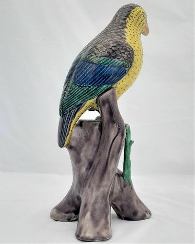 Japanese Arita Porcelain Parrot Okimono Figurine decorated in Ko Kutani Style Meiji antique circa 1870 -  29 cm high 939 grammes