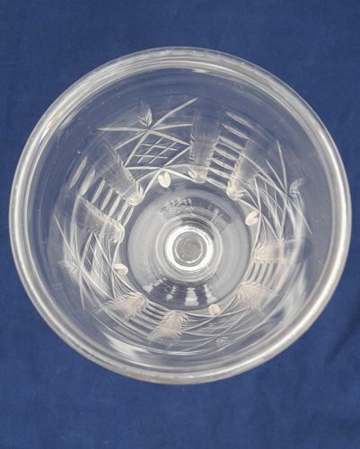 Antique Victorian Cut Glass Celery Vase with Folded Rim to a Bell Shaped bowl on a Baluster Stem and plain foot - circa 1870 21 cm high 10 cm diameter