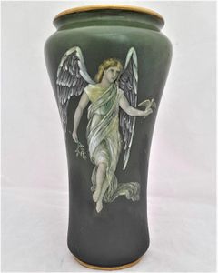 Antique Derby Porcelain Vase Hand Painted Angel of Peace - W Lambert - Old Crown Derby China Works in King Street Derby made in the William Larcombe period after Sampson Hancock Antique circa 1915 20cm high