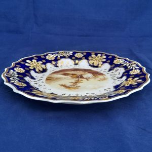 Top edge view - Ridgway Regency Porcelain loop sprigged dessert plate - Pattern 941 Topographical scene c 1810