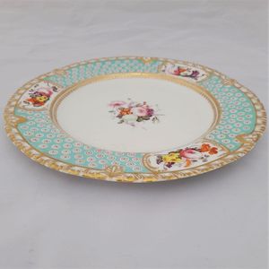 Edge view left - John Rose Coalport Porcelain dessert plate - Oeil de Perdix Union pattern border floral cartouches circa 1825