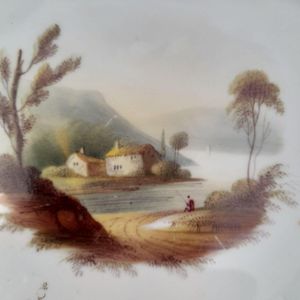 Topographical scene  - Antique Alcock Porcelain dessert plate - Pattern 2/2253 Topographical scene circa 1830