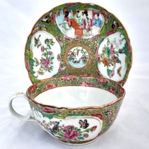 Teacup back with saucer on  a stand
