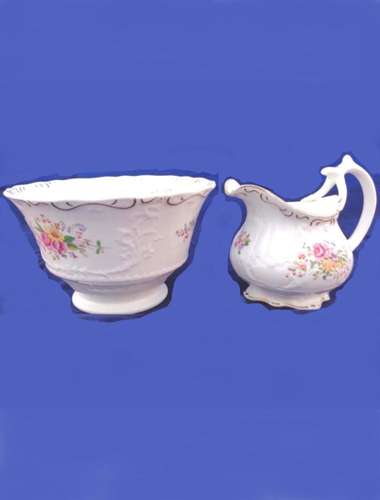 Antique Zachariah Boyle Relief Moulded Porcelain Milk Jug & Basin Pat 403 c 1835