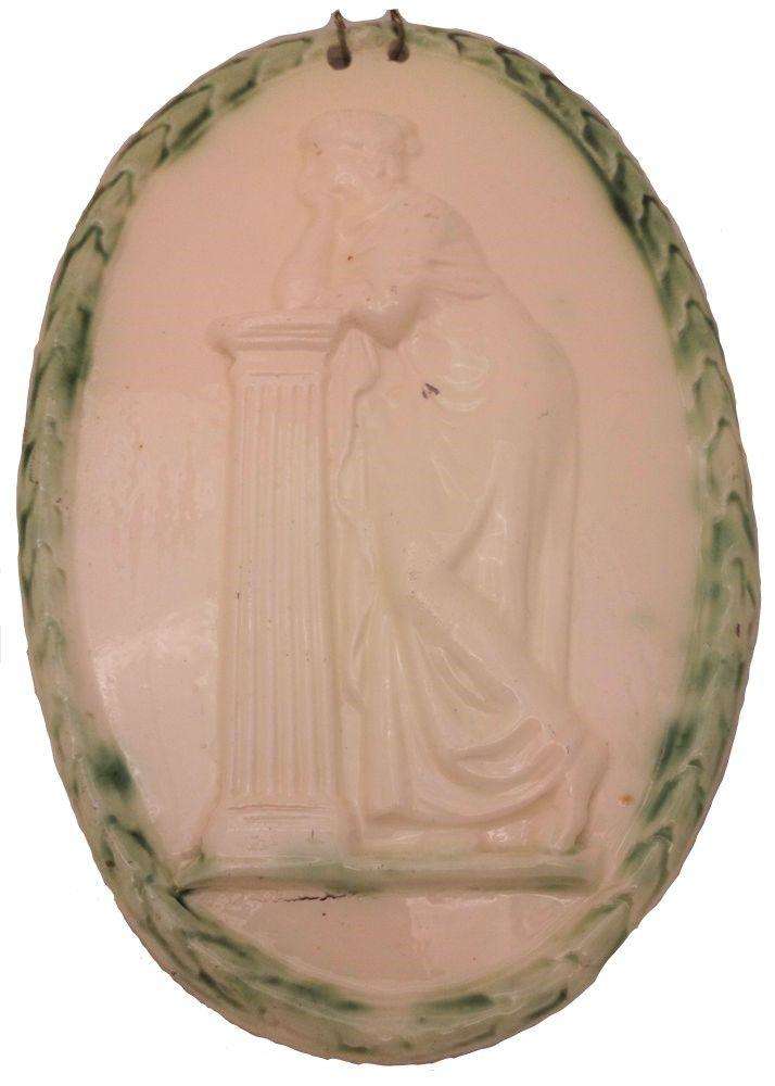 Creamware Prattware Plaque Classical Figure Polyhymnia Green Rim Antique c 1790