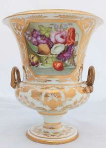 Derby Porcelain Campana Vase Hand Painted Floral Basket P 43 Georgian  c 1820